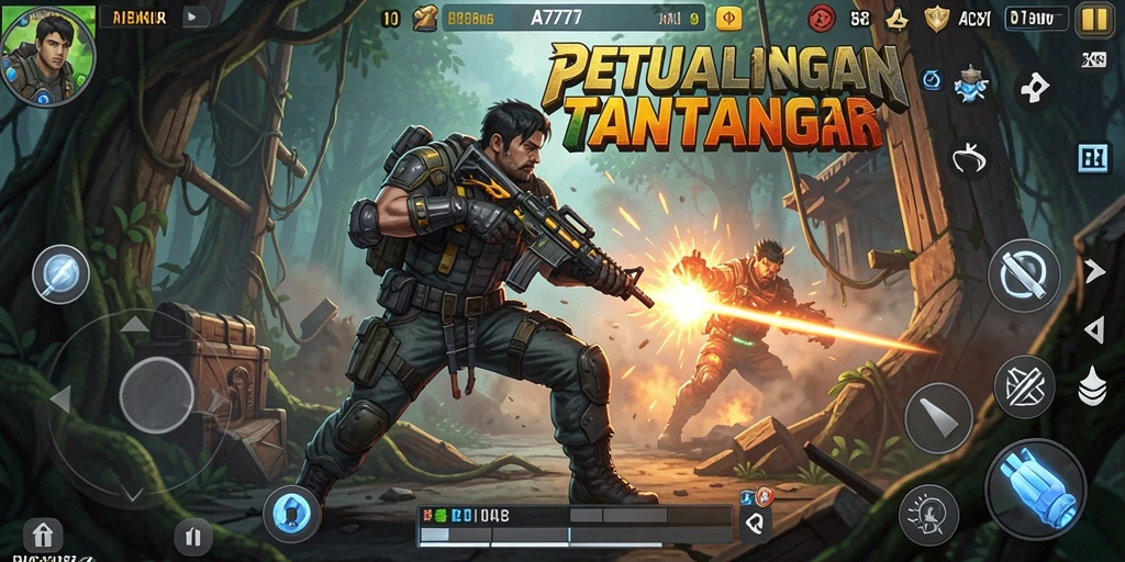 Screenshot A7777 menampilkan gameplay aksi yang mendebarkan dan visual yang menarik.