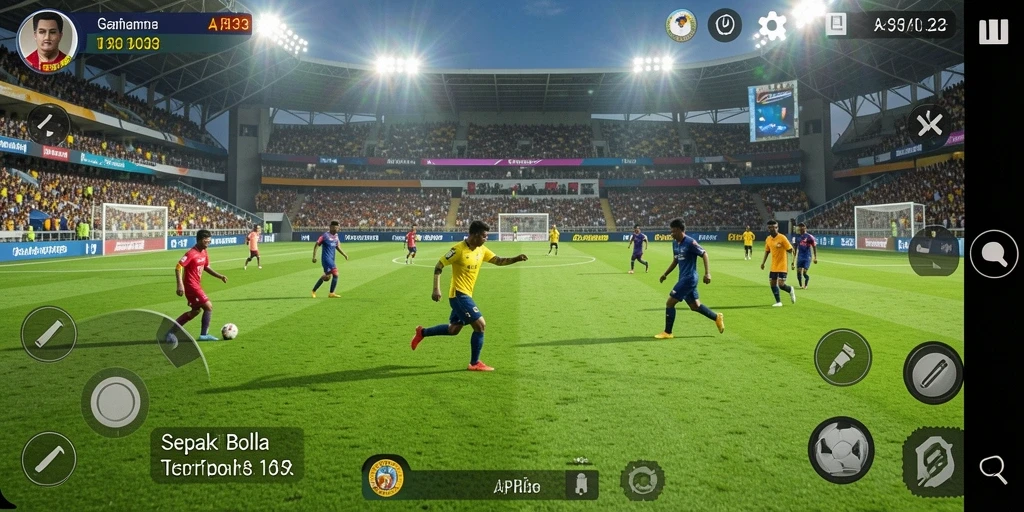 Tampilan utama API33 dengan gameplay sepak bola yang mendebarkan.