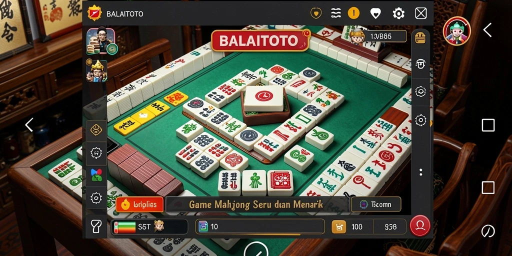 Gambar gameplay BALAITOTO dengan ubin Mahjong berwarna-warni.
