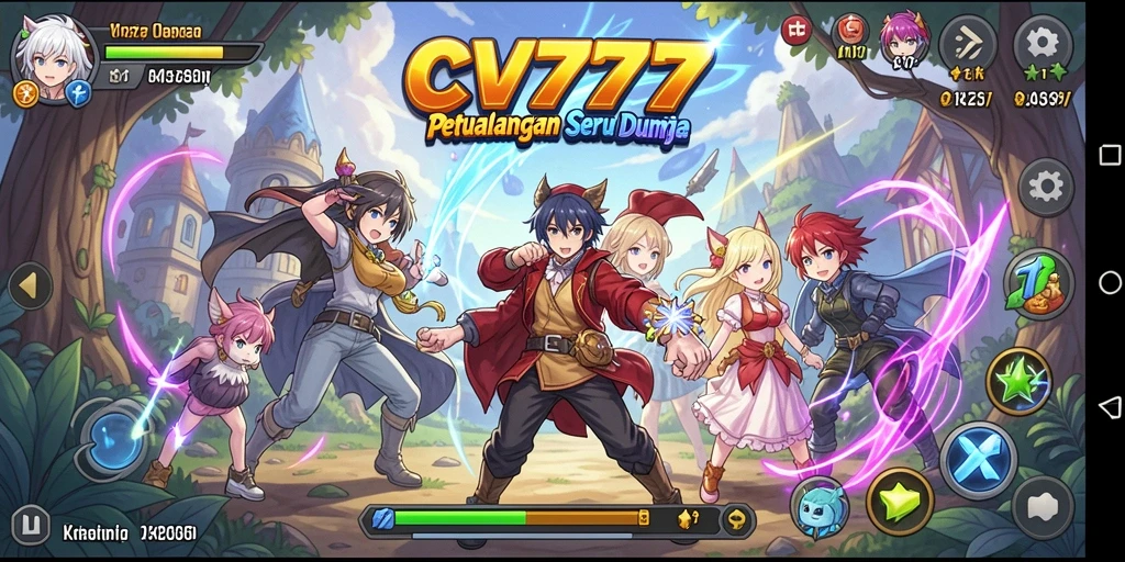 Tangkapan layar gameplay CV777 menampilkan aksi karakter Anime yang seru.