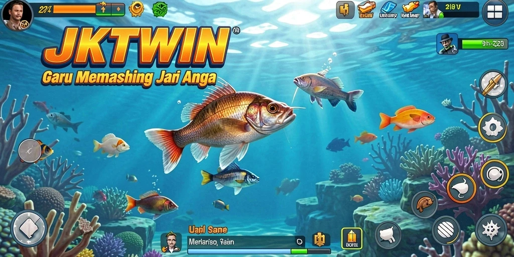 Gameplay JKTWIN yang menarik saat menangkap ikan.