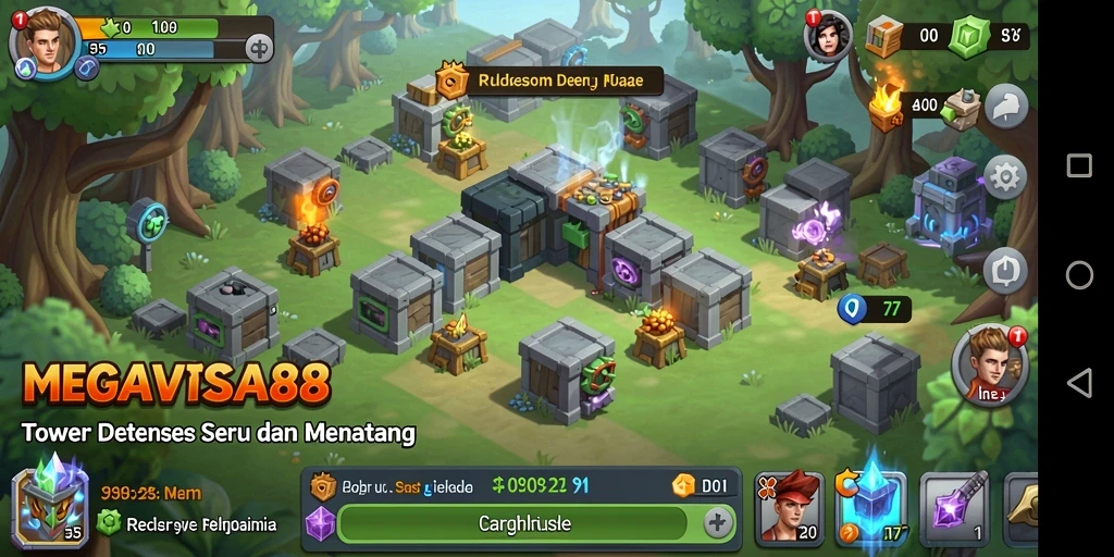 Gameplay menegangkan dari <strong>MEGAVISA88</strong> yang menunjukkan pertahanan menara melawan gelombang musuh.