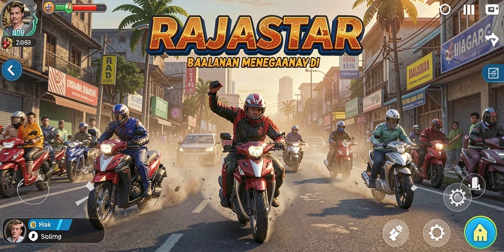 Tampilan gameplay balapan menantang di RAJASTAR.