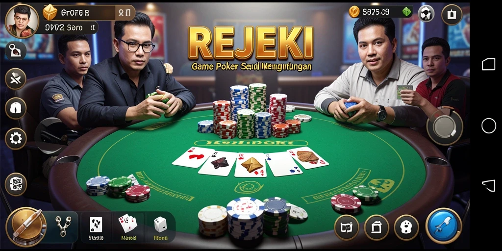Tampilan gameplay Poker yang seru dan menantang di REJEKI.