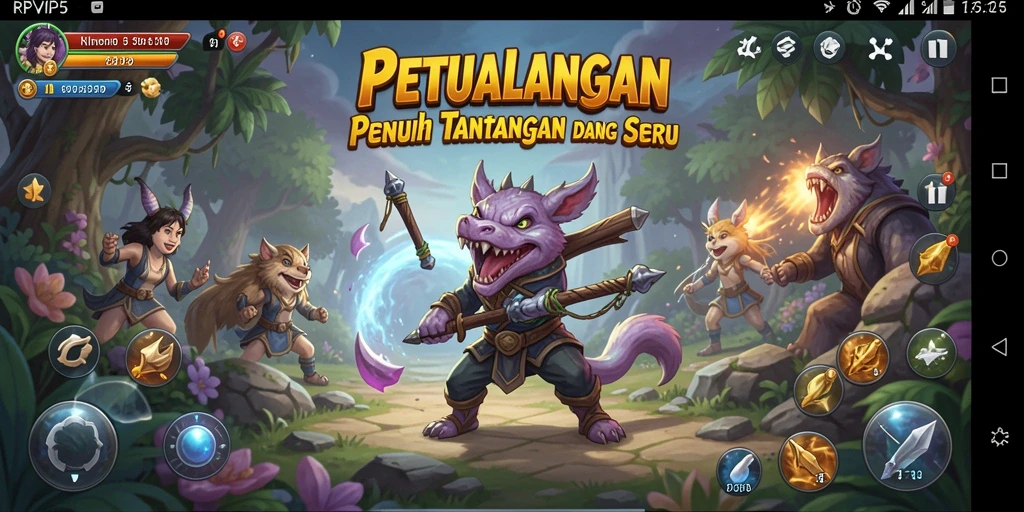 Tangkapan layar utama RPVIP5 menampilkan aksi petualangan yang mendebarkan.