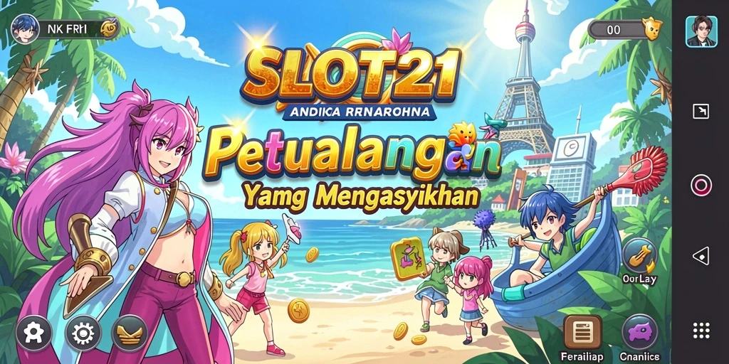 Screenshot utama menunjukkan gameplay seru dengan karakter anime yang menarik.