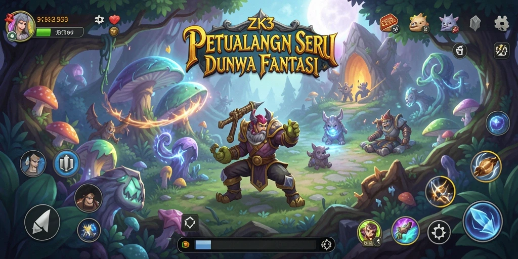 Tampilan gameplay ZK3 yang menakjubkan saat berpetualang.