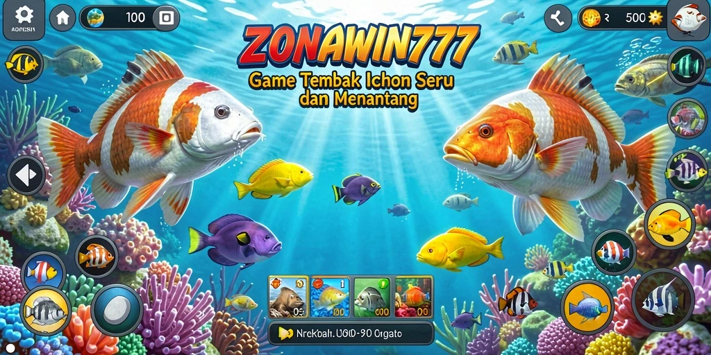 Tampilan gameplay ZONAWIN777 dengan aksi menembak ikan yang seru.